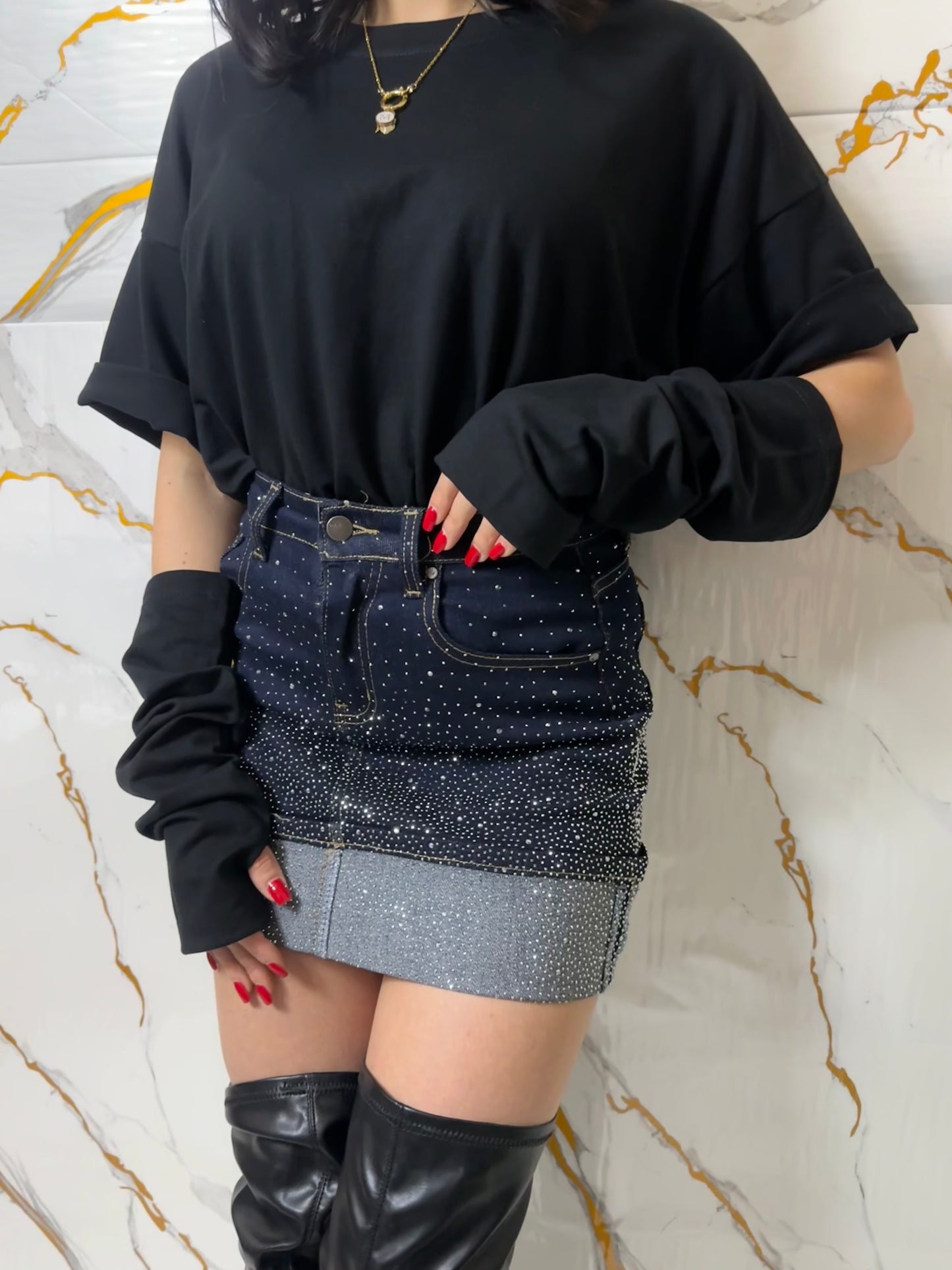 MINIGONNA DENIM DIAMOND